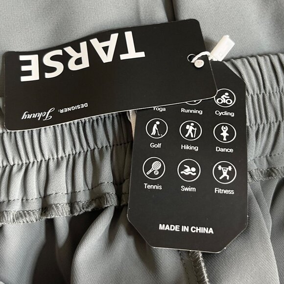 Tarse Activewear Pleated Shorts High Rise Gray Pleated High-Waist Small New - Picture 10 of 10